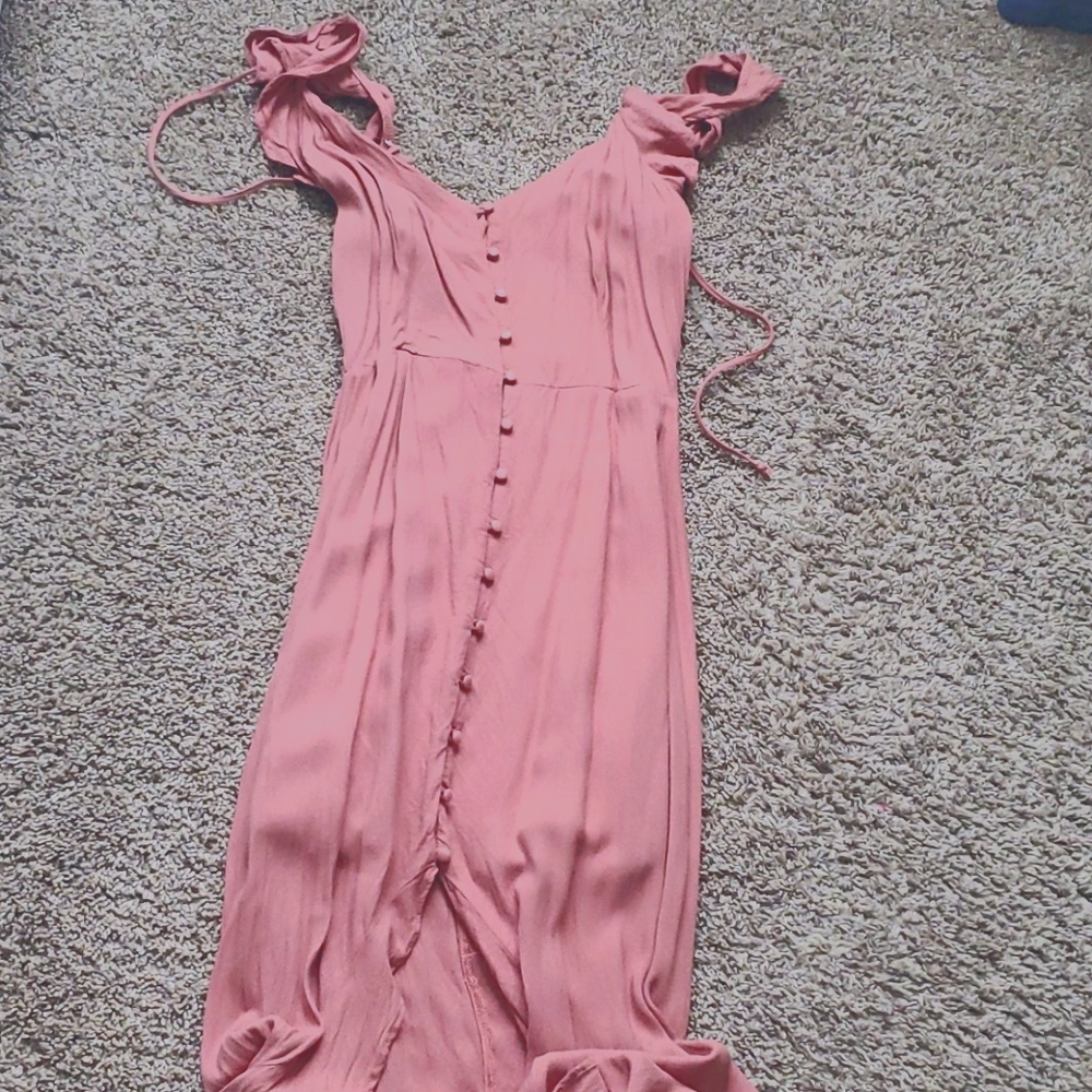 Womans high low dusty red dress